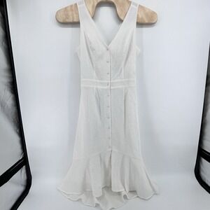 Ivory Midi Dress Open Back Tie Button Front Tiered XL Coastal Bridal Summer